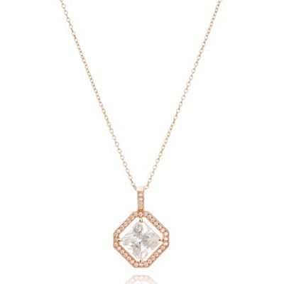 Rose gold tone necklace with princess pendant